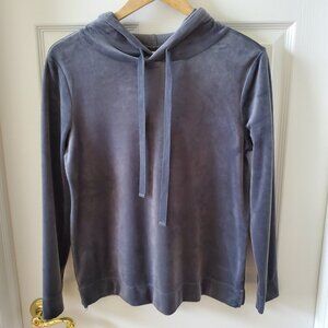Loft Dark Grey Velour Hoodie Sweatshirt Size Small Cozy Streetwear Athleisure